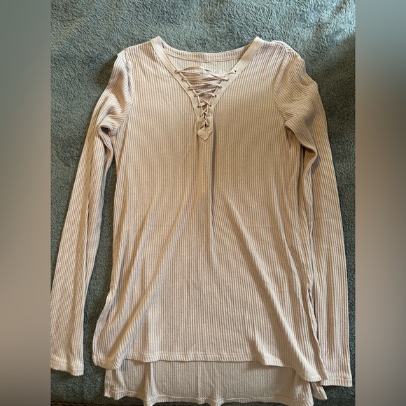 Light Pink Lace Up Long Sleeve - Picture 1 of 2